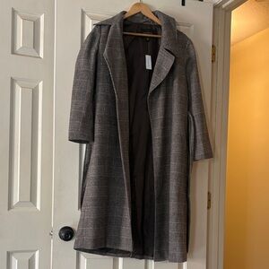 Banana Republic Gray Plaid Trench Coat